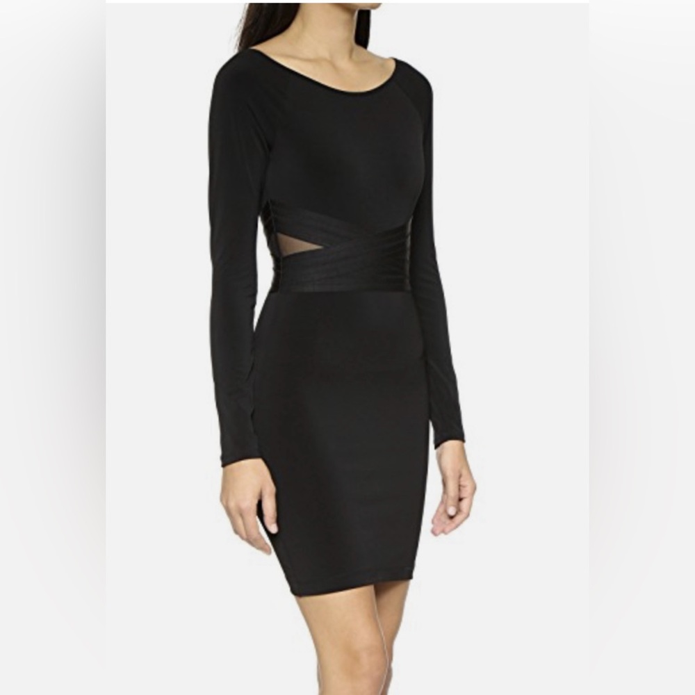 Elizabeth and James Black Long-Sleeve Cutout Bodycon Dress Size Large